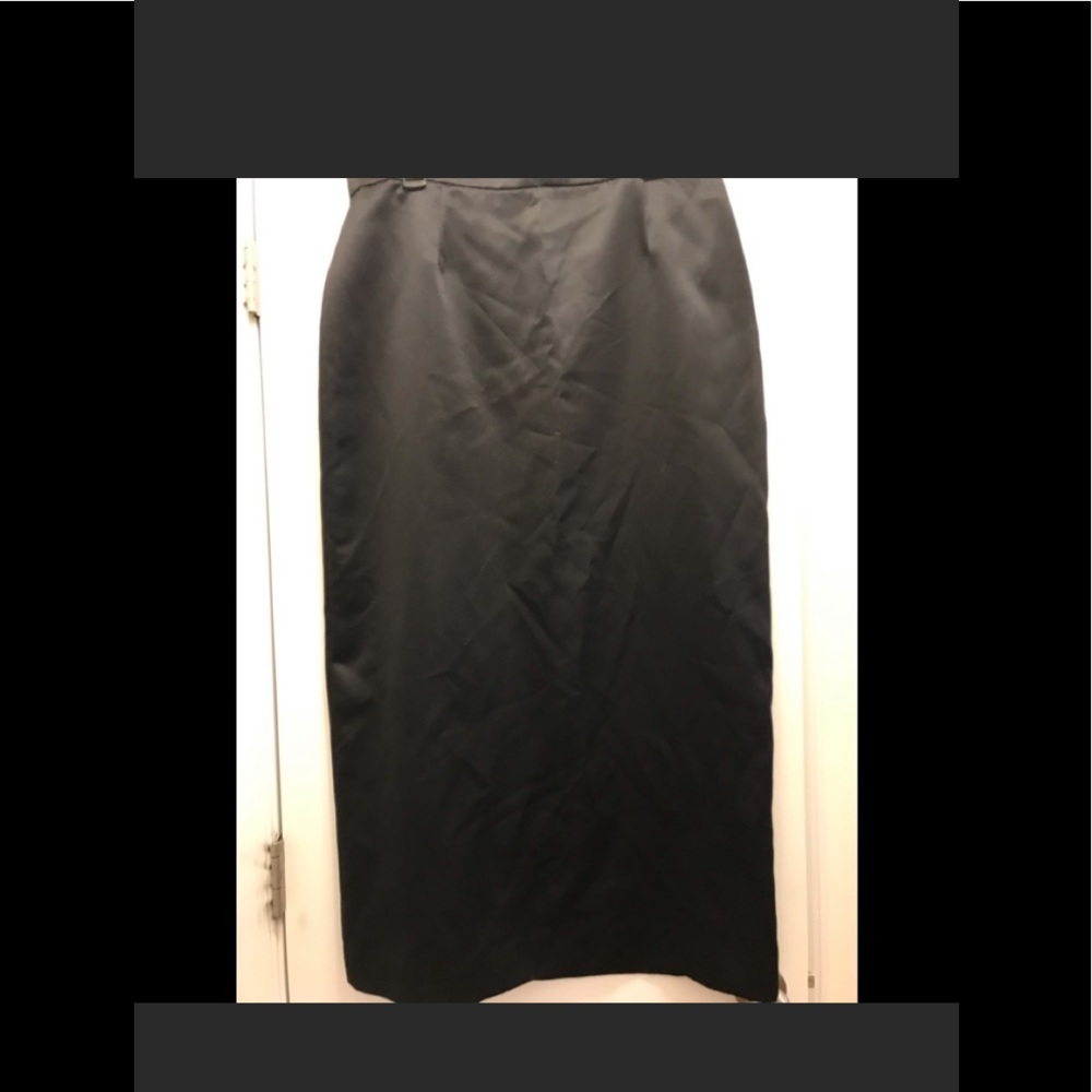 Vintage Formal Black Maxi Skirt Jim Hjelm Back Slit Polyester Satin Size 20